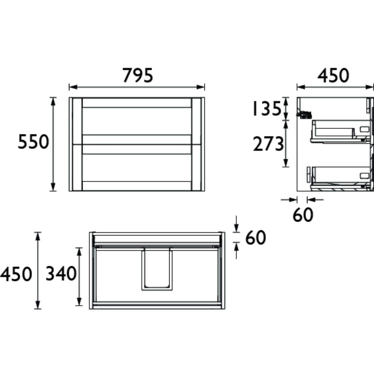 Heritage Wall Mounted Vanity Unit Heritage Lynton 800mm Wall Hung Vanity Unit with Basin, Waste and Handle Bundle