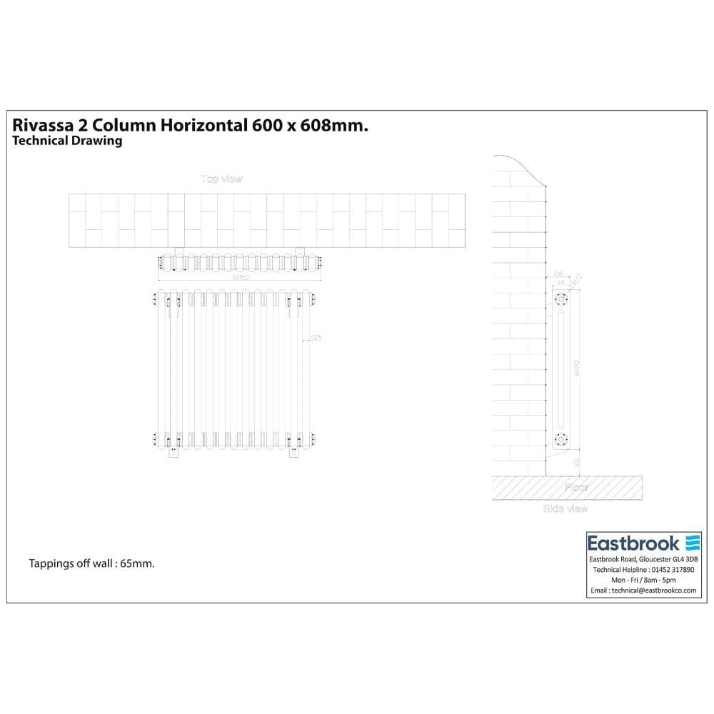 Eastbrook Column Radiator Eastbrook Rivassa Traditional 2 Column Radiator in Chrome Effect