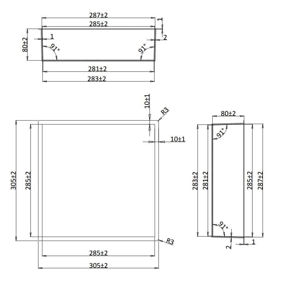 Crosswater Shower Niche Crosswater Square Shower Niche with LED - 305 x 305 x 80mm for Stud Walls