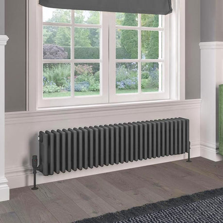 Eastbrook 300 x 1373 / Electric Only Eastbrook Rivassa Traditional 4 Column Radiator in Matt Anthracite
