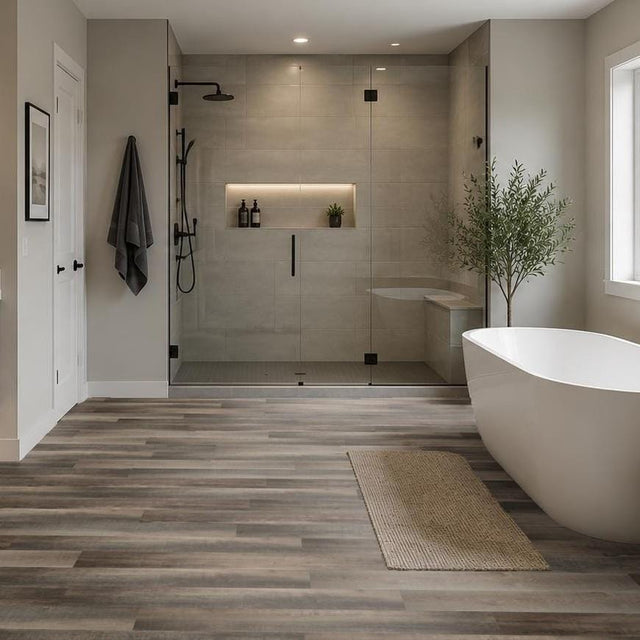 Aquarius Bathrooms Click Flooring Aquarius Modica Vinyl Wood Click Flooring in Dark Grey Oak | 100% Waterproof | SPC Rigid Core | Built-In Underlay