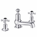 JTP 3 Tap Hole Basin Set Chrome with Black Indices JTP Grosvenor Cross Deck Mounted 3 Hole Basin Mixer Tap