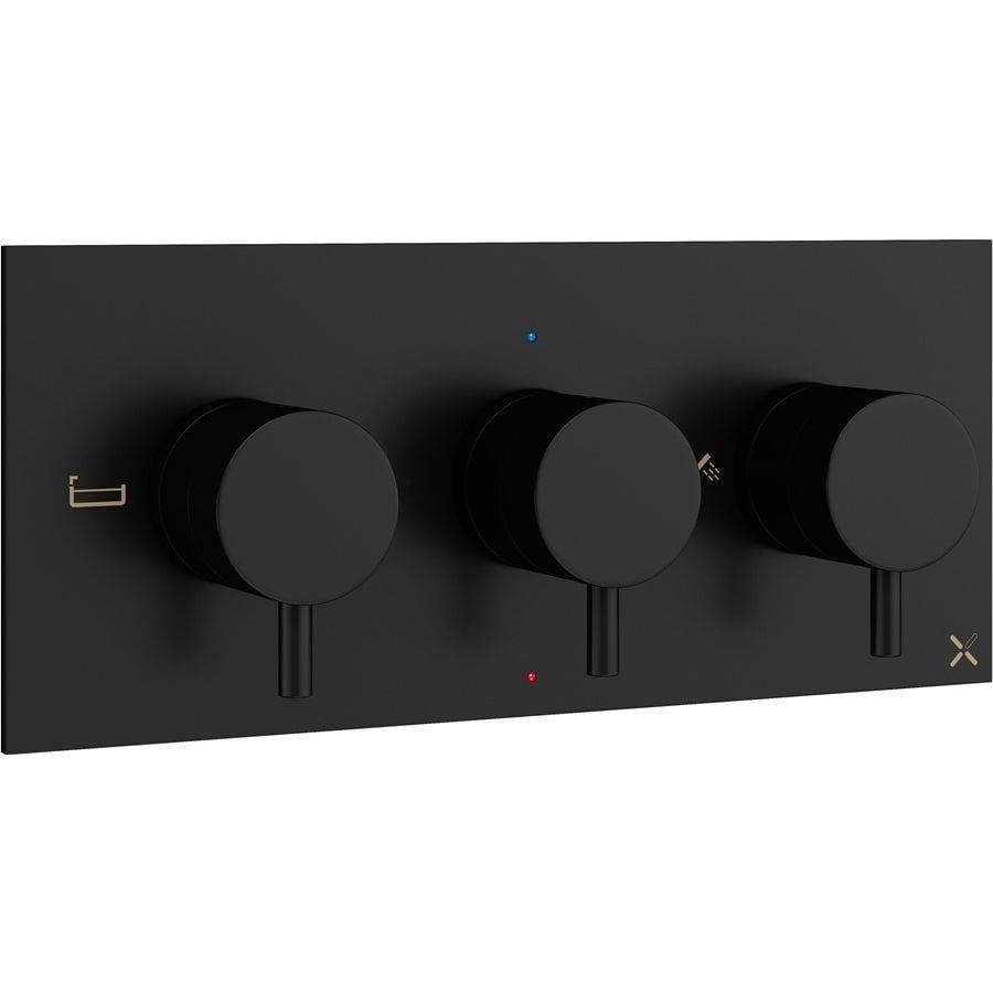 Crosswater Concealed Shower Valve Crosswater MPRO 3 Outlet, 3 Handle Landscape Concealed Thermostatic Shower Valve