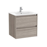 Roca Wall Mounted Vanity Unit City Oak Roca Tenet 600mm Wall Mounted Two Drawer Vanity Unit with Basin