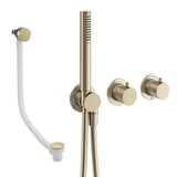 UK Bathroom Store Concealed Shower Set Brushed Brass Crosswater Module Shower Set 5 with Pencil Handset and Overflow Bath Filler