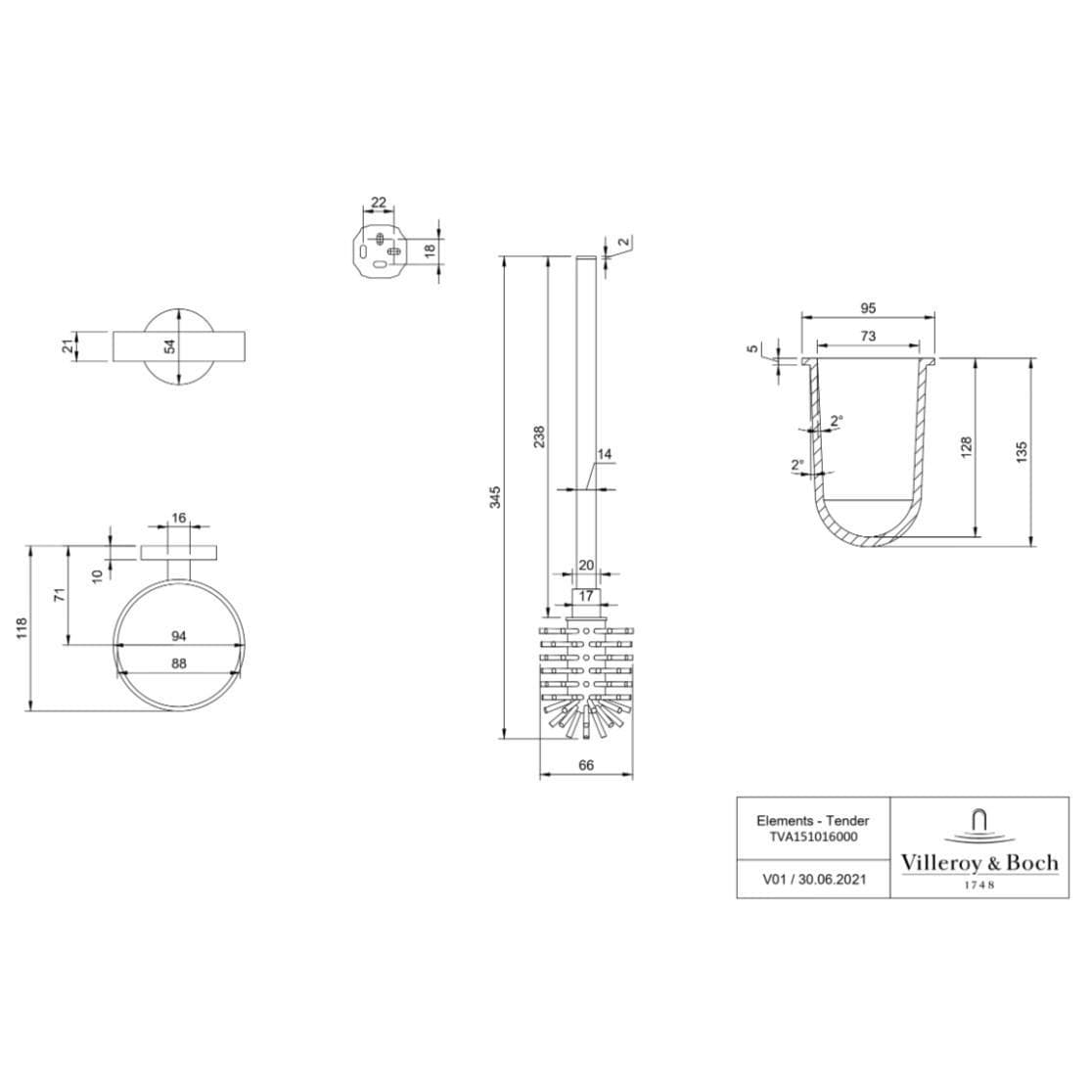 Villeroy & Boch Toilet Roll Holder Villeroy & Boch Elements - Tender Toilet Brush Set
