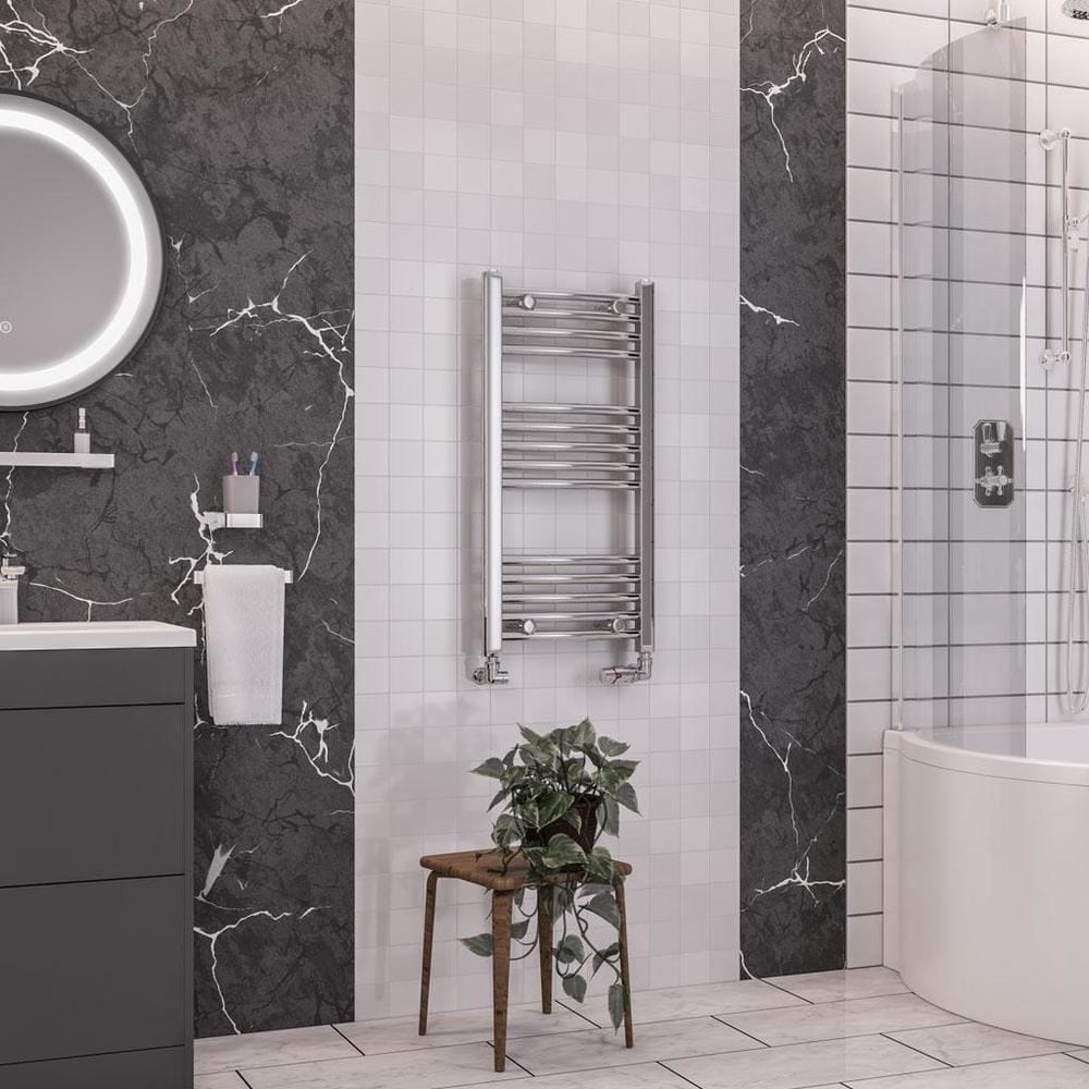 Eastbrook Wendover Curved Vertical Heated Towel Rail in Chrome
