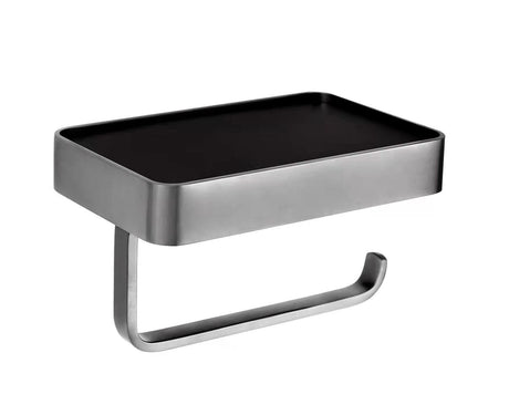 JTP Toilet Roll Holder JTP VOS Toilet Roll Holdet with Mobile Phone Shelf in Brushed Brass
