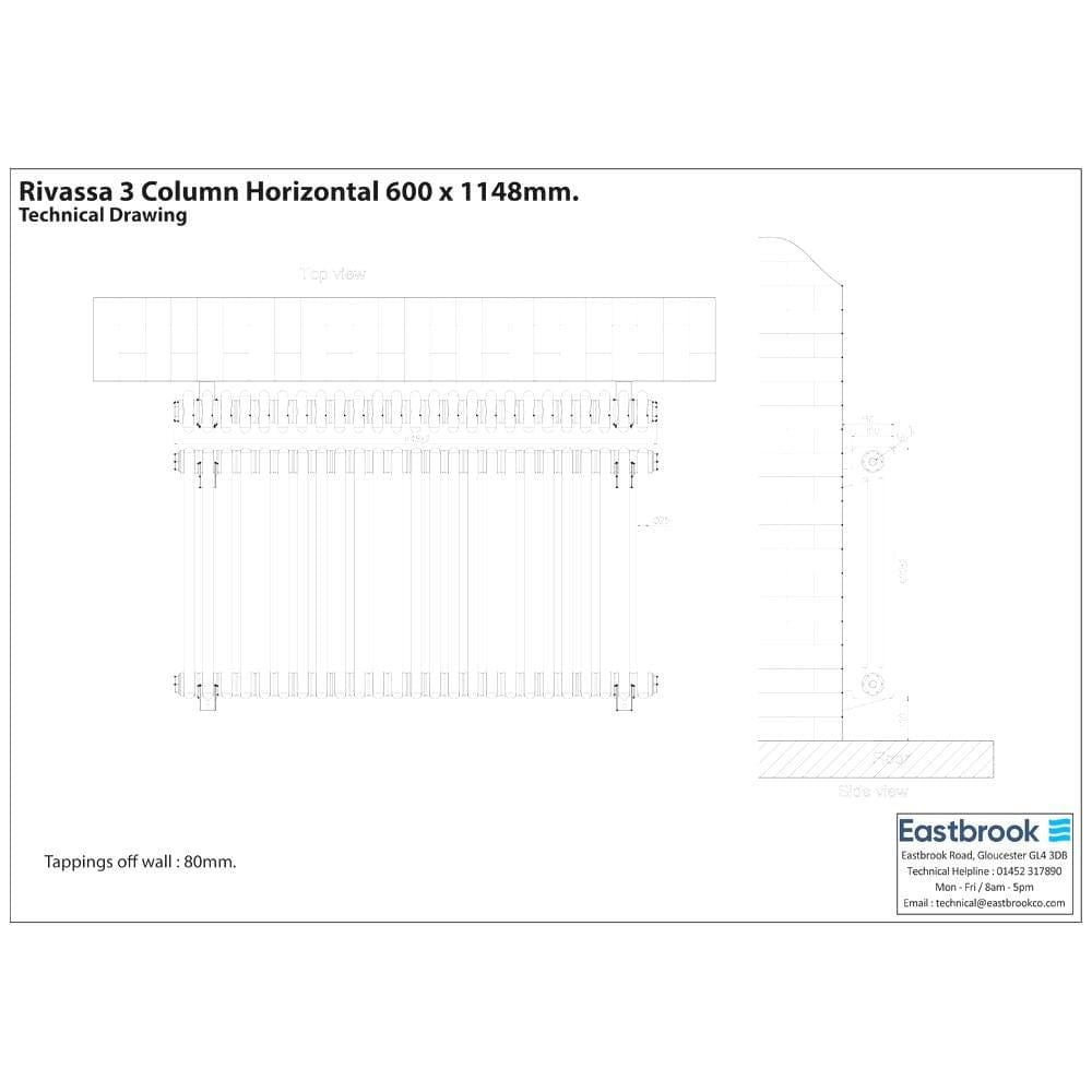 Eastbrook Eastbrook Rivassa Traditional 3 Column Radiator in Matt Black