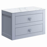 Crosswater Wall Mounted Vanity Unit Storm Grey / 710 x 460mm Crosswater Canvass Vanity Unit with White Carrara Marble Effect Worktop
