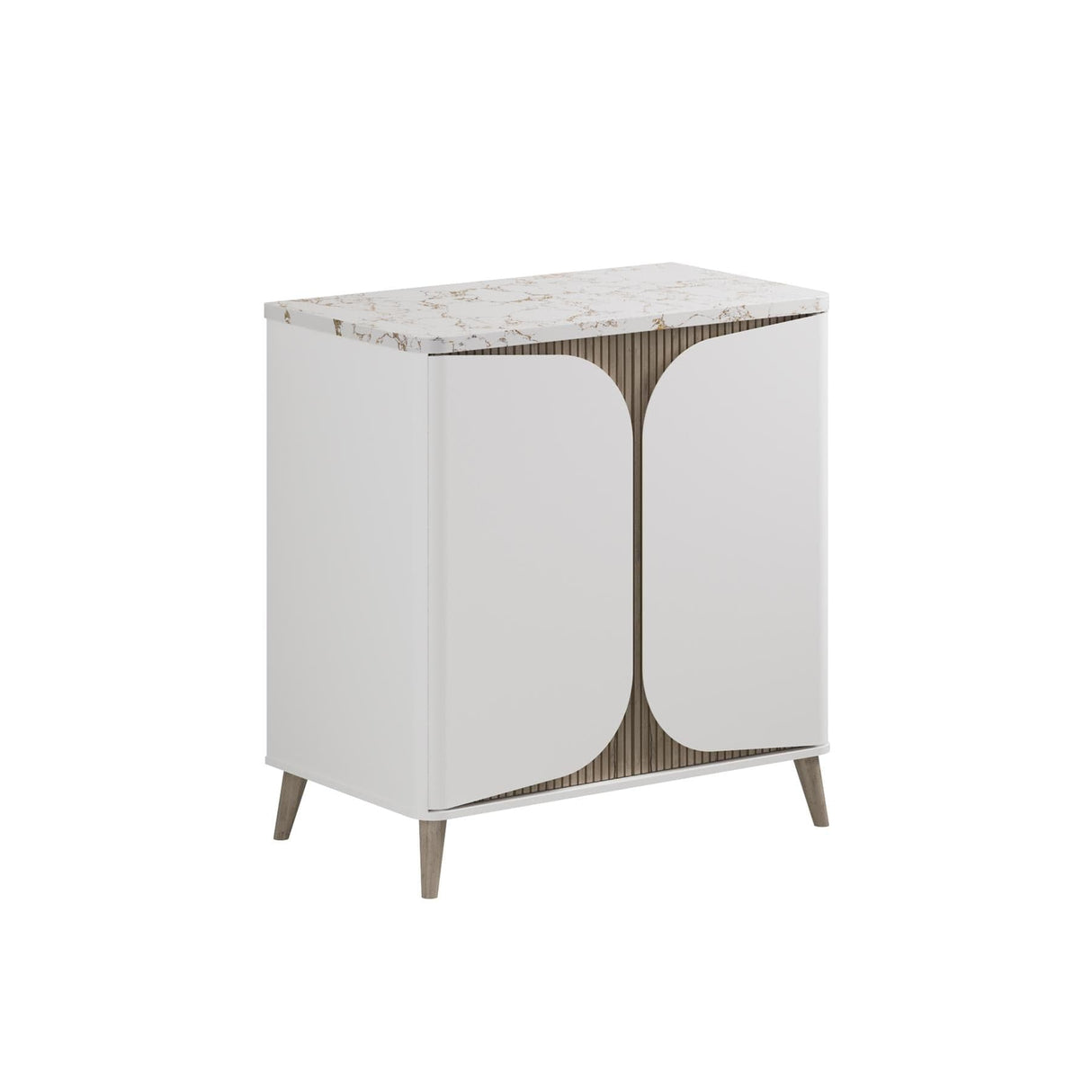 Crosswater Floor Standing Vanity Unit Matt White / Crosswater Tambour Worktop - Gold Vein Estatuario Crosswater Tambour Vanity Unit with Basin or Worktop - 800mm - Two Door - Floor Standing