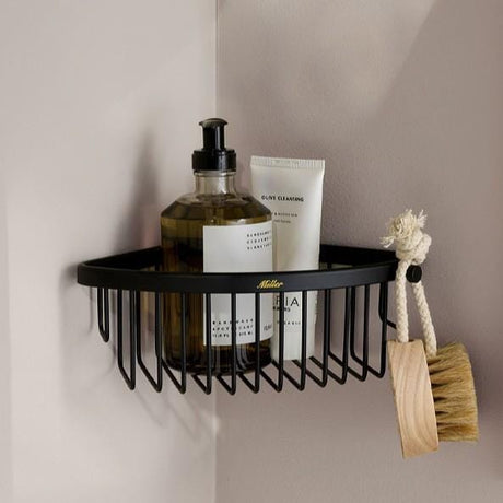Miller Basket Matt Black Miller Signature Corner Wire Shower Basket