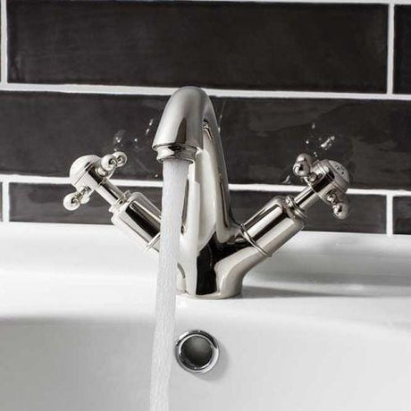 Crosswater Mono Basin Tap Chrome Crosswater Belgravia Crosshead Mono Basin Mixer Tap with Pop-Up Waste