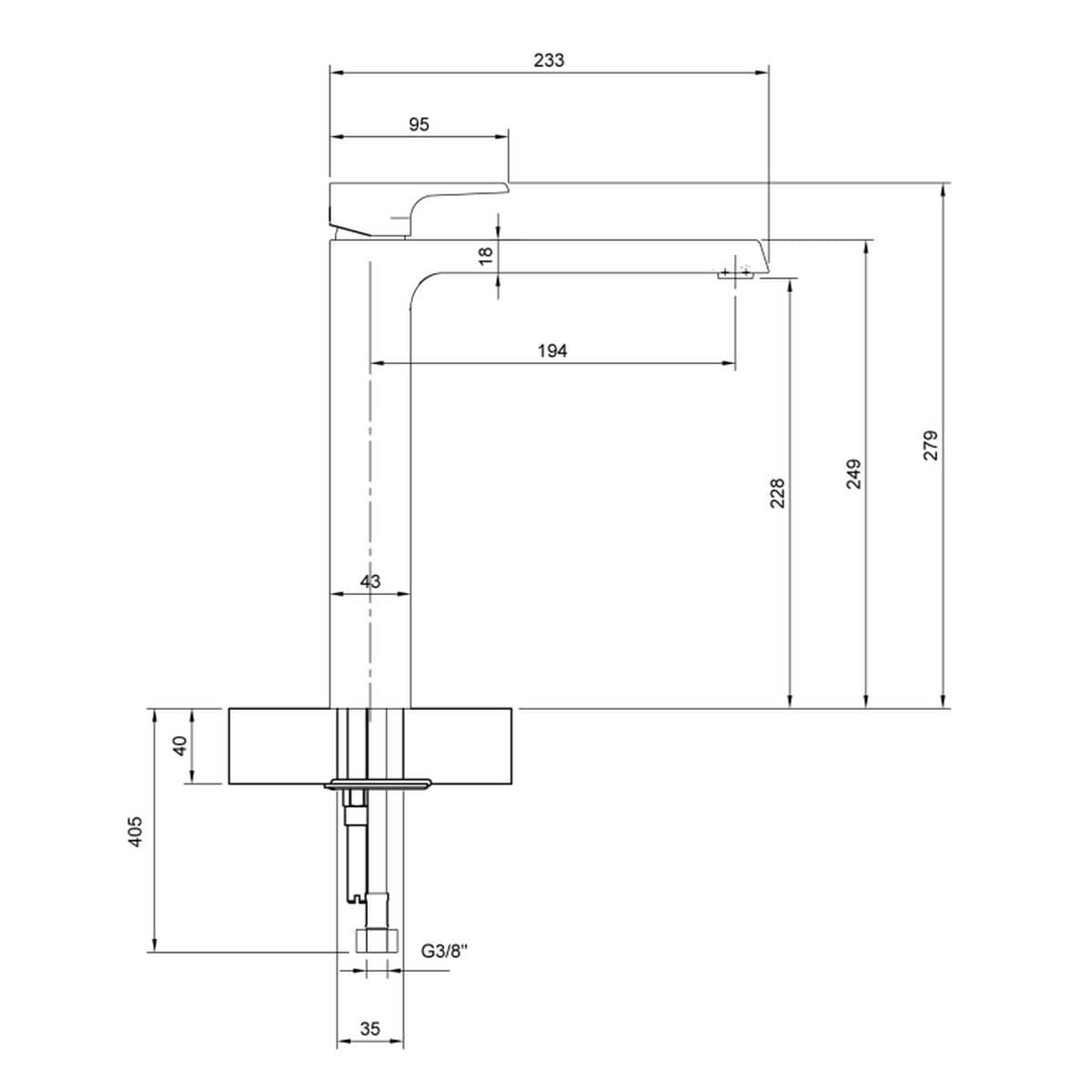 Villeroy and Boch Tall Basin Tap Villeroy & Boch Liberty Single Lever Tall Basin Mixer