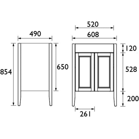 Heritage Floor Standing Vanity Unit Heritage Caversham Freestanding Dorchester Vanity Unit with Worktop, Basin, Waste and Handle Bundle