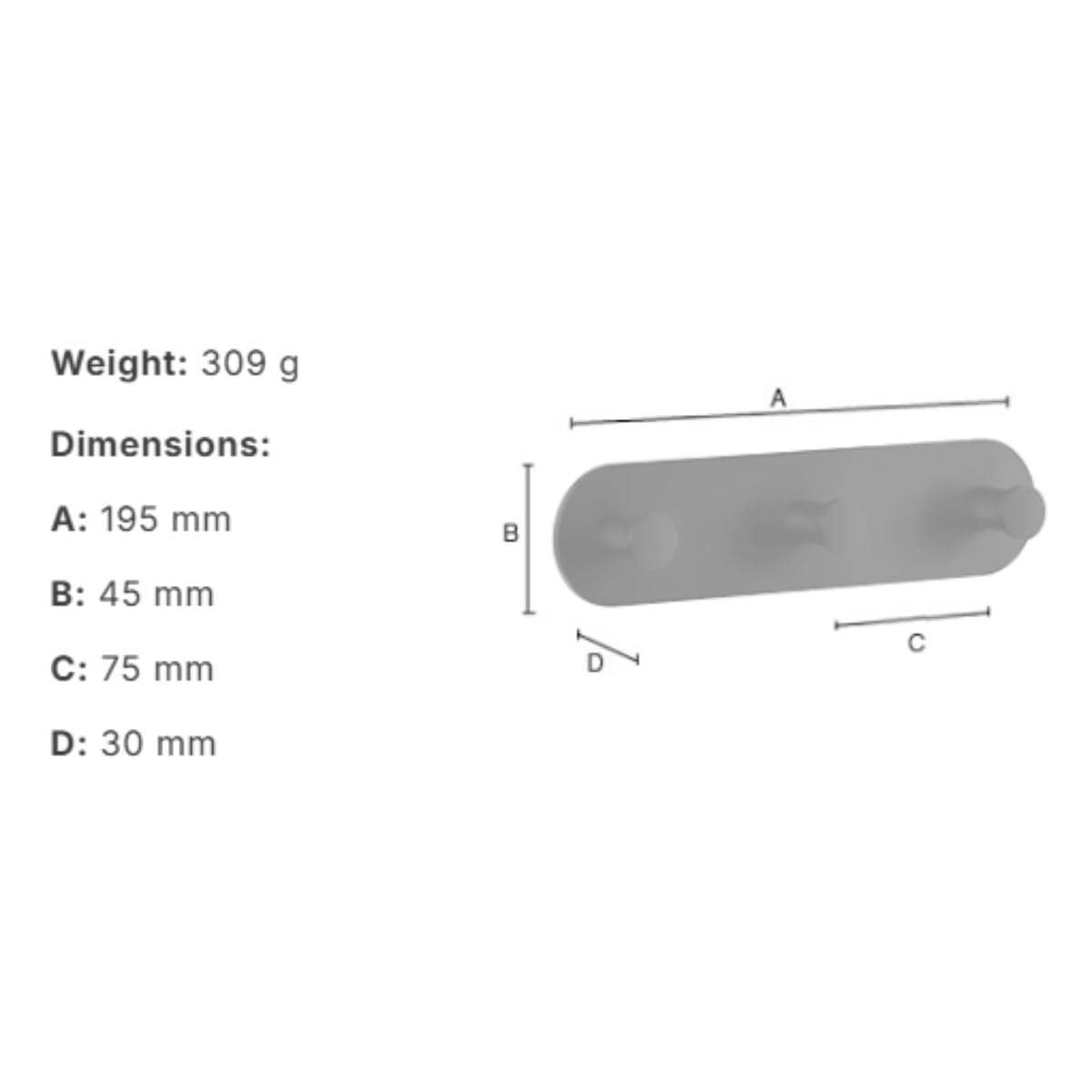 Smedbo Robe Hook Smedbo Dot Self-Adhesive Triple Robe Hook