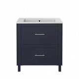 Heritage Floor Standing Vanity Unit Midnight Blue Heritage Lynton 800mm Floor Standing 2 Drawer Vanity Unit and Basin Bundle