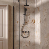 UK Bathroom Store Concealed Shower Set Slate / Ceiling Arm / 200mm Crosswater Module Shower Set 2 with Riser Rail Kit and Overhead Shower