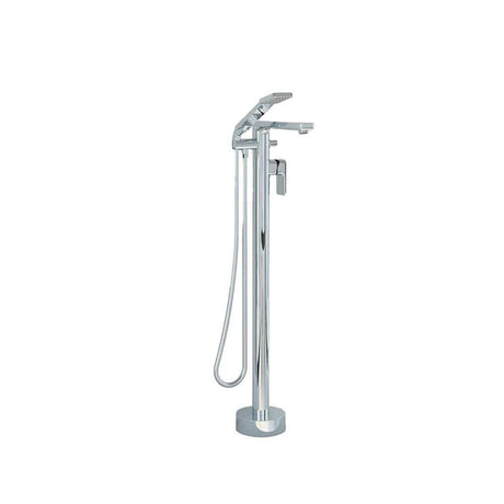 Imex Freestanding Bath Filler Brushed Brass Imex Blade Floor Standing Bath Shower Mixer Tap wth Hose and Handset