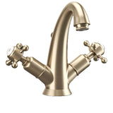 Crosswater Mono Basin Tap Brushed Brass Crosswater Belgravia Crosshead Highneck Basin Monobloc Tap with Pop-Up Waste