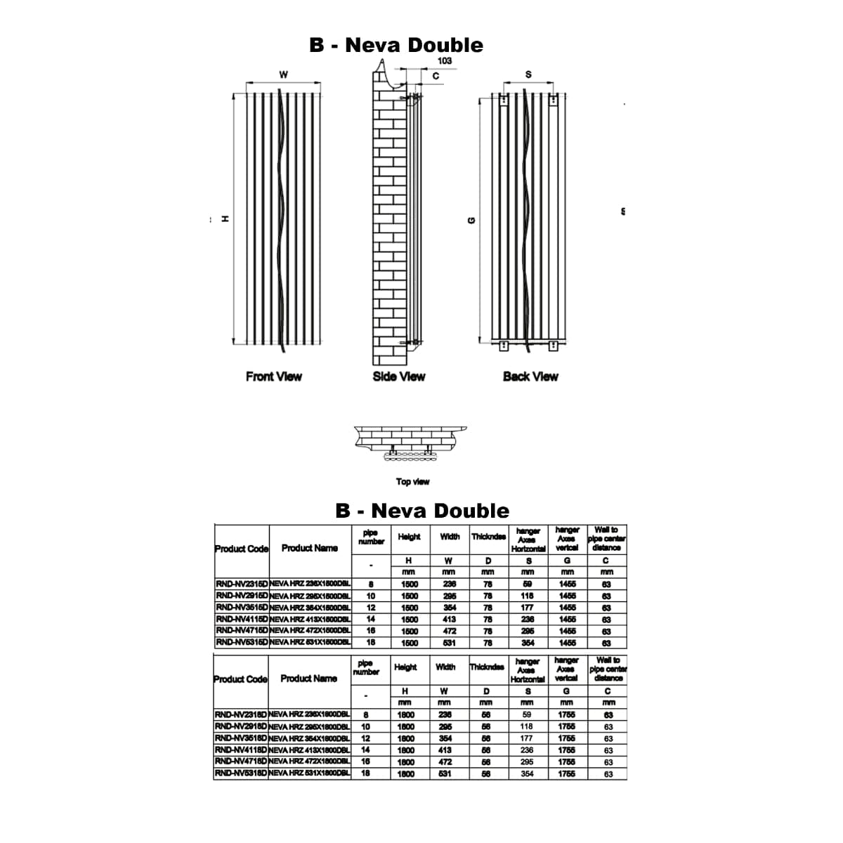 Reina Panel Radiator Reina Neva Vertical Double Panel Central Heating Radiator
