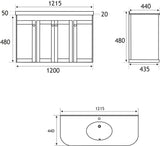 Eastbrook Wall Mounted Vanity Unit Eastbrook Hardwick Traditional 1200mm Wall Hung Vanity Unit with Double Basin