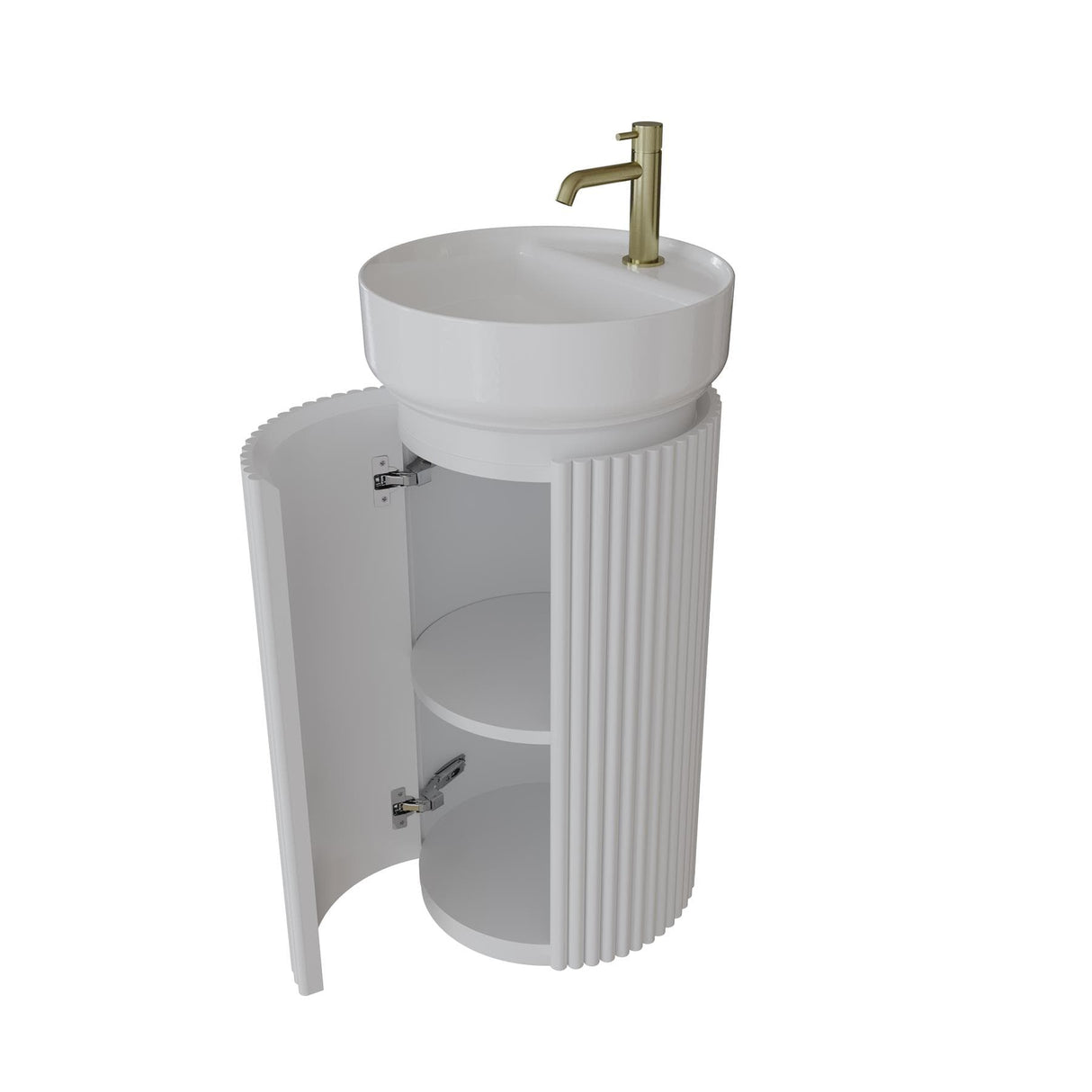 Saneux Oxford 400mm Floor Standing Round Fluted Vanity Unit with Basin