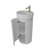 Saneux Oxford 400mm Floor Standing Round Fluted Vanity Unit with Basin