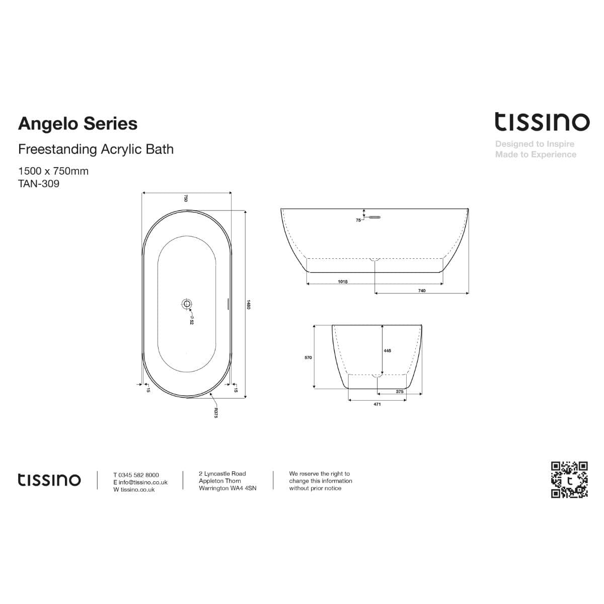Tissino Modern Freestanding Bath Tissino Angelo Acrylic Freestanding Bath