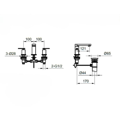 Sagittarius Bath Mixer Sagittarius Eclipse Flat Swivel Spout 3 Hole Bath Mixer Tap in Chrome