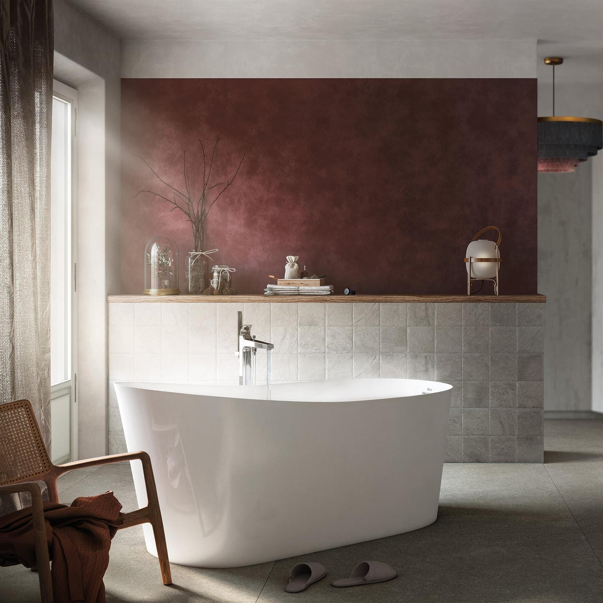 Roca Modern Freestanding Bath Roca Maui Round Freestanding Stonex® Bath with Click-Clack Waste