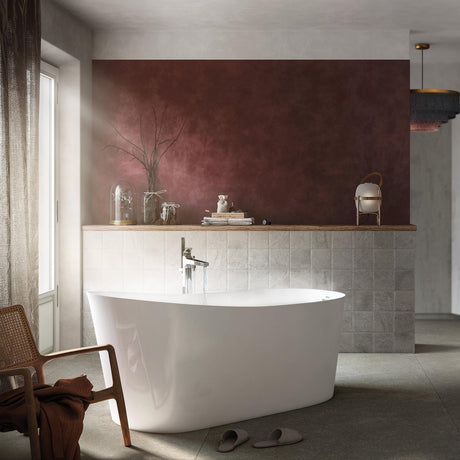 Roca Modern Freestanding Bath Roca Maui Round Freestanding Stonex® Bath with Click-Clack Waste