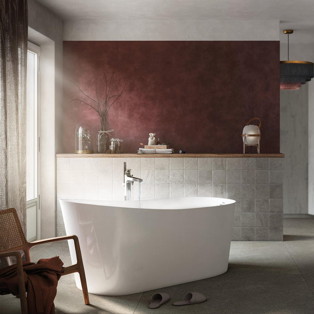 Roca Modern Freestanding Bath Roca Maui Round Freestanding Stonex® Bath with Click-Clack Waste