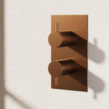 Crosswater Concealed Shower Valve Brushed Bronze Crosswater MPRO 2 Outlet, 2 Handle Portrait Concealed Thermostatic Shower Valve (Shower/Handset)
