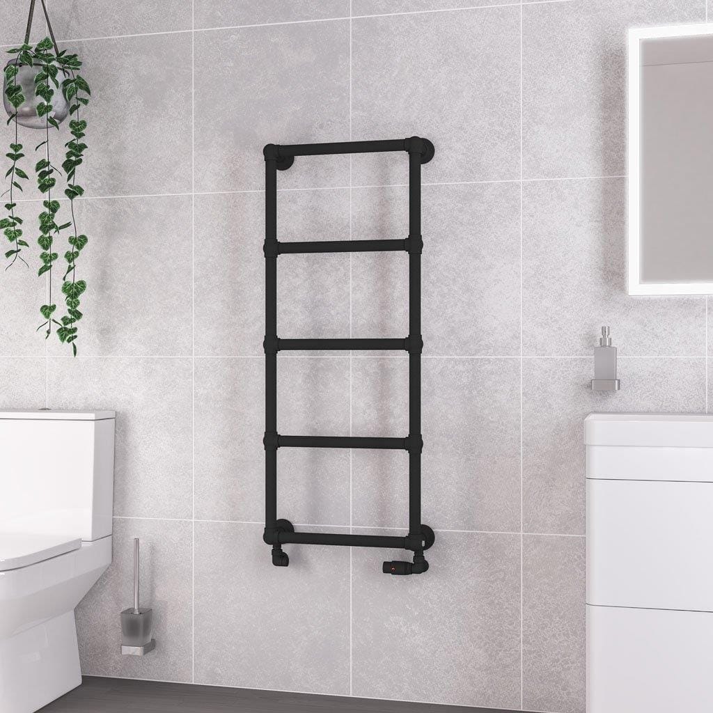 Eastbrook Traditional Towel Rail Eastbrook Stour Vertical Traditional Heated Towel Rail in Matt Black
