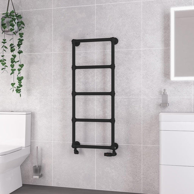 Eastbrook Traditional Towel Rail Eastbrook Stour Vertical Traditional Heated Towel Rail in Matt Black