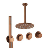 UK Bathroom Store Concealed Shower Set Brushed Bronze / Ceiling Arm / 200mm Crosswater Module Shower Set 8 - 2 Outlet with Pencil Handset and Overhead Shower