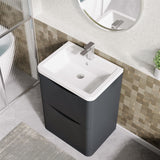 Aquarius Bathrooms Floor Standing Vanity Unit Aquarius Seren 600mm Floor Standing Two Drawer Vanity Unit with Basin