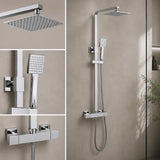 Aquarius Bathrooms Exposed Shower Set Chrome Aquarius RainLux Eco Square Adjustable Exposed Bar Shower System