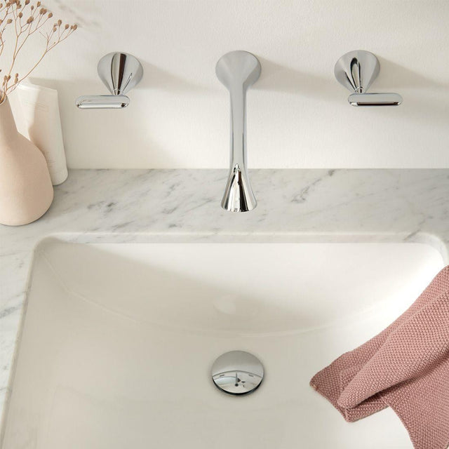 VADO Wall Mounted Basin Tap Vado Arrondi Wall Mounted 3 Hole Lever Handle Basin Mixer Tap - Chrome - ARR-109-CP