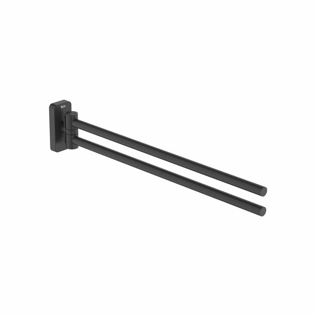 Roca Towel Rails and Rings Matt Black Roca Sonata Double Swivel Towel Rail