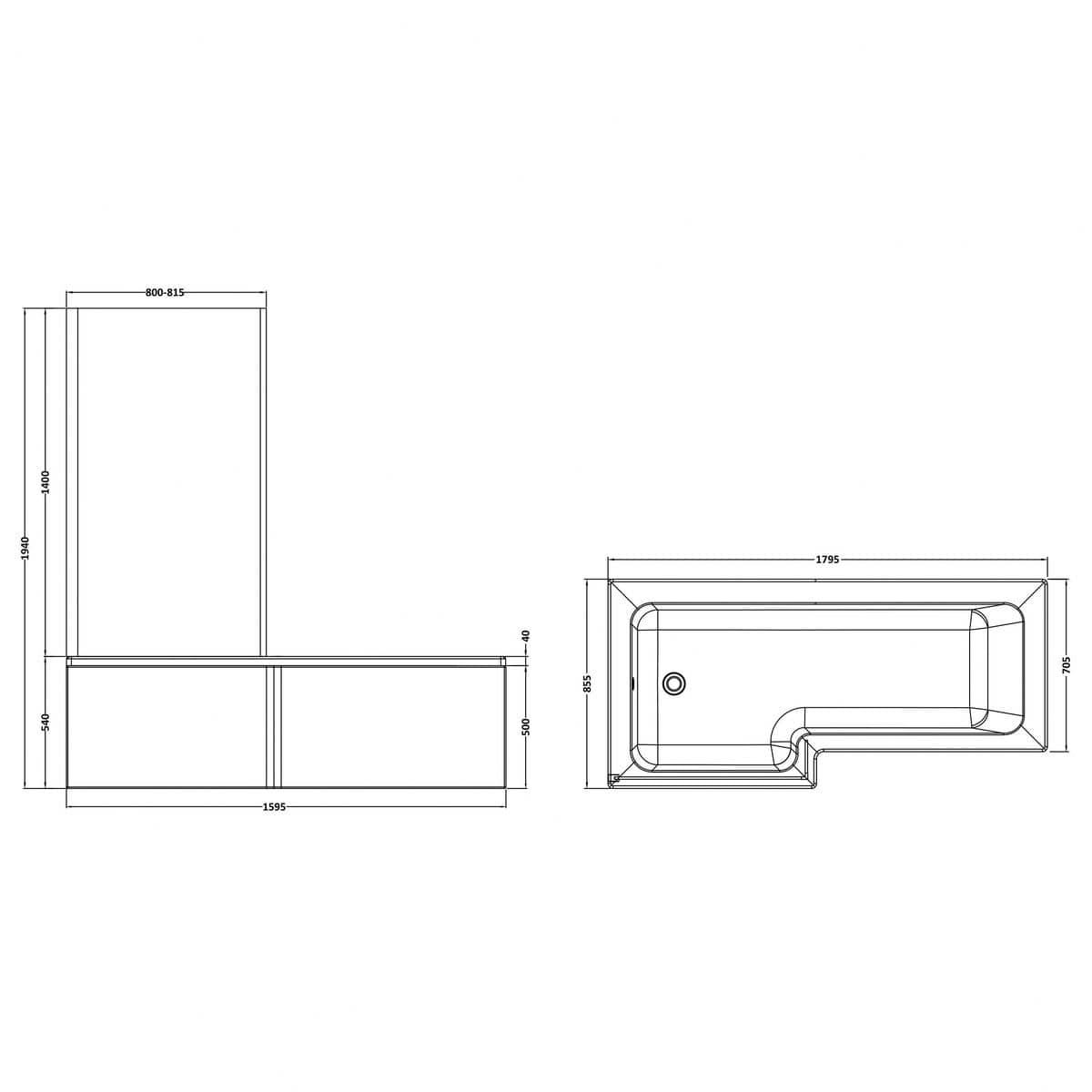 Aquarius Bathrooms L-Shaped Shower Bath Aquarius Urbano L-Shape Square Shower Bath Pack with Screen and Panel