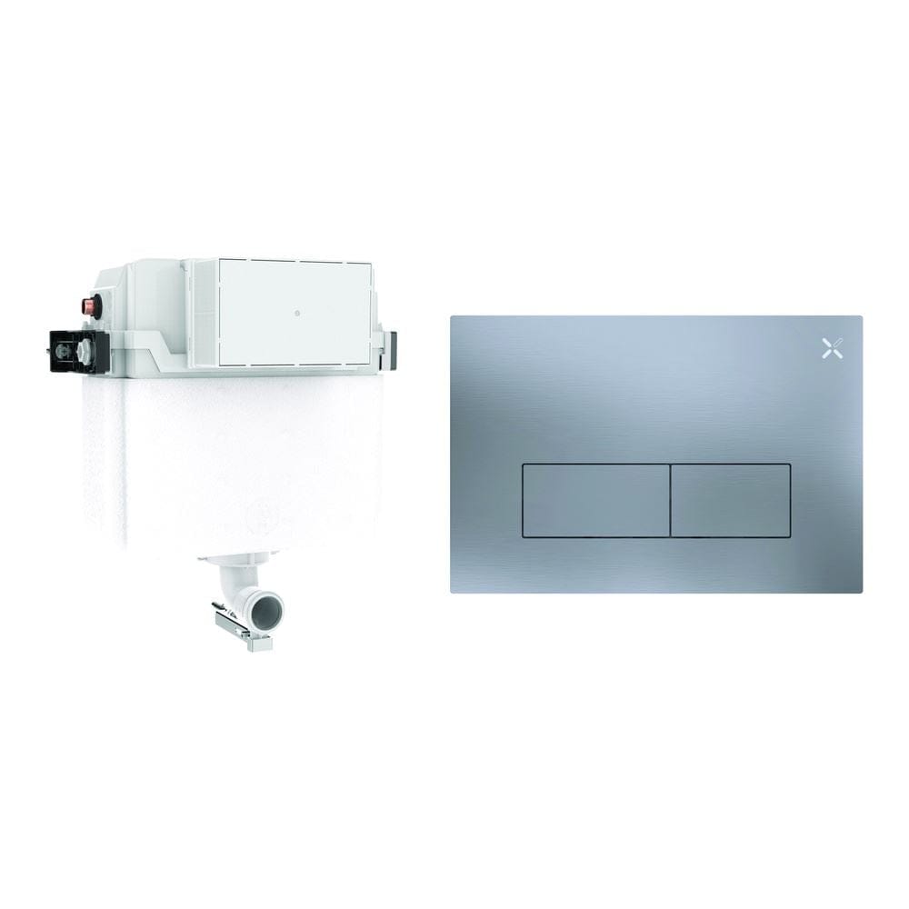 Crosswater Concealed Cistern MPRO Steel Plate in Brushed Nickel Crosswater Dual Flush Concealed Cistern Set with Flush Plate - 414 x 143 x 387mm