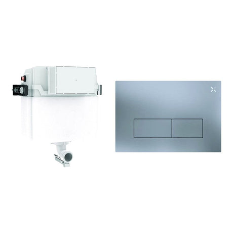Crosswater Concealed Cistern MPRO Steel Plate in Brushed Nickel Crosswater Dual Flush Concealed Cistern Set with Flush Plate - 414 x 143 x 387mm