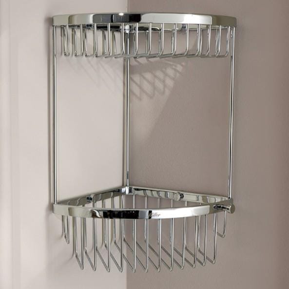 Miller Basket Chrome Miller Signature Two Tier Corner Wire Shower Basket