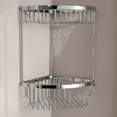 Miller Basket Chrome Miller Signature Two Tier Corner Wire Shower Basket