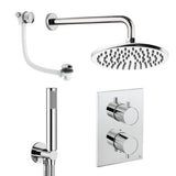 UK Bathroom Store Concealed Shower Set Chrome / Wall Arm / 200mm Crosswater Crossbox Shower Set 9 - 3 Outlet with Fixed Overhead Shower,Pencil Handset and Overflow Bath Filler Waste