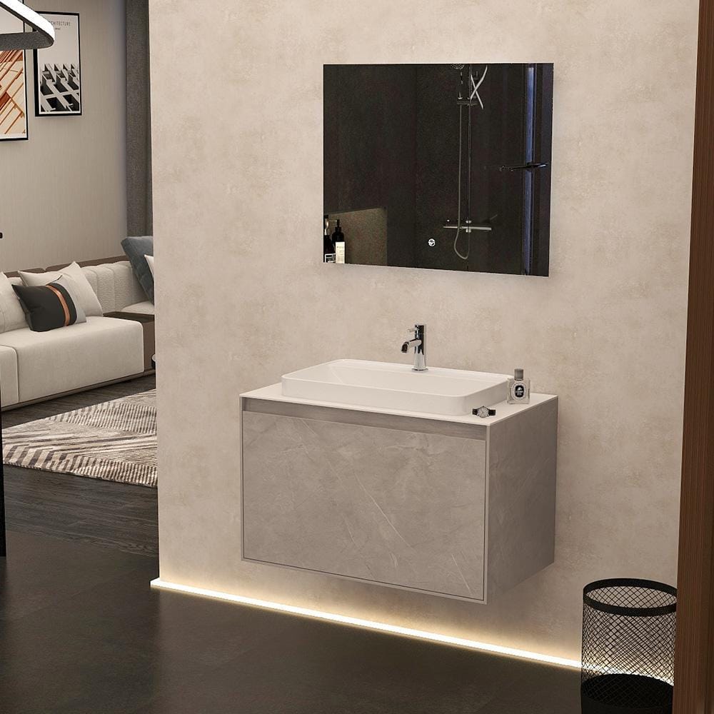 Imex Wall Mounted Vanity Unit Imex Arco Wall Hung 800mm Single Drawer Vanity Unit with Worktop and Inset Basin
