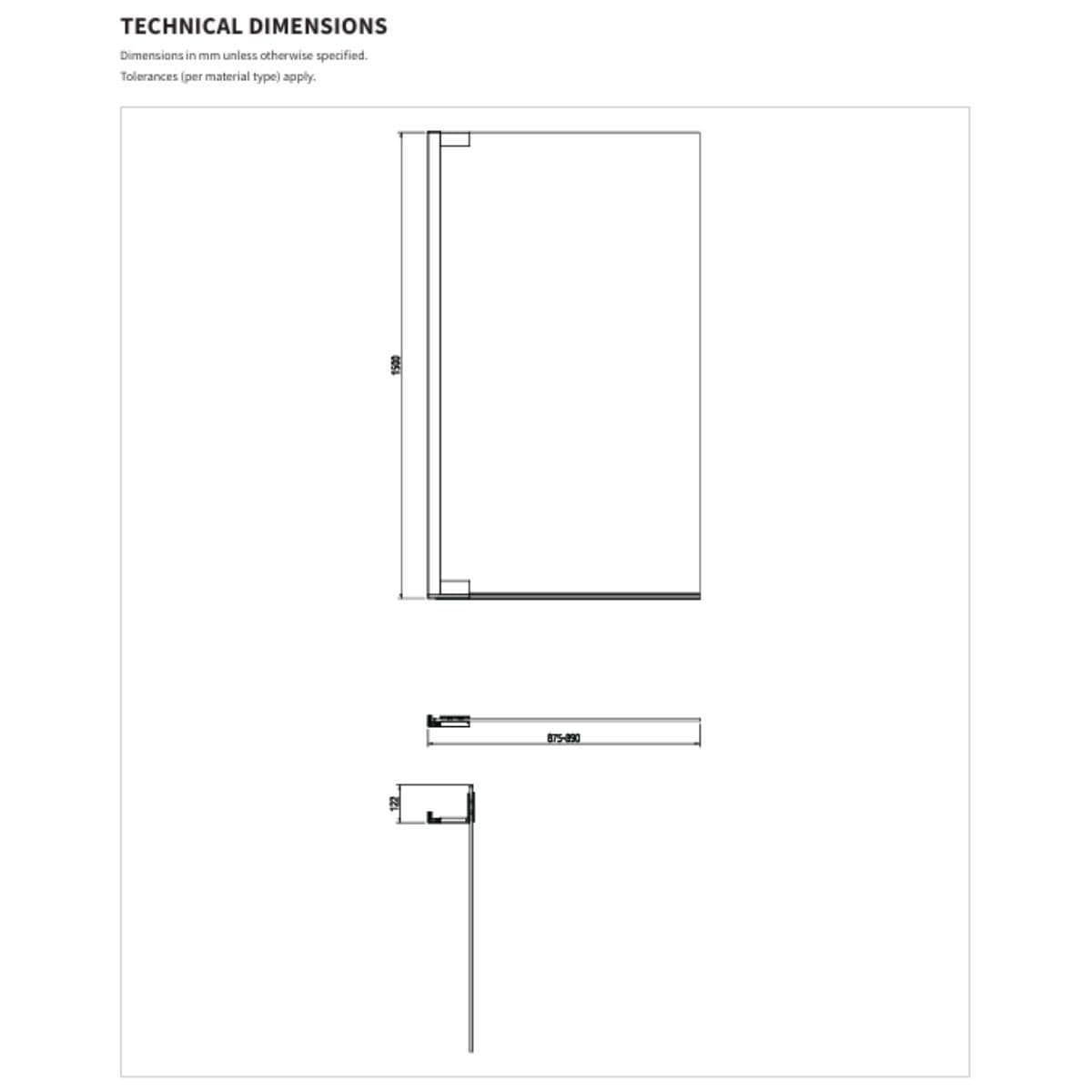 Crosswater Bath Screen Crosswater Asura 8mm Hinged Bath Screen