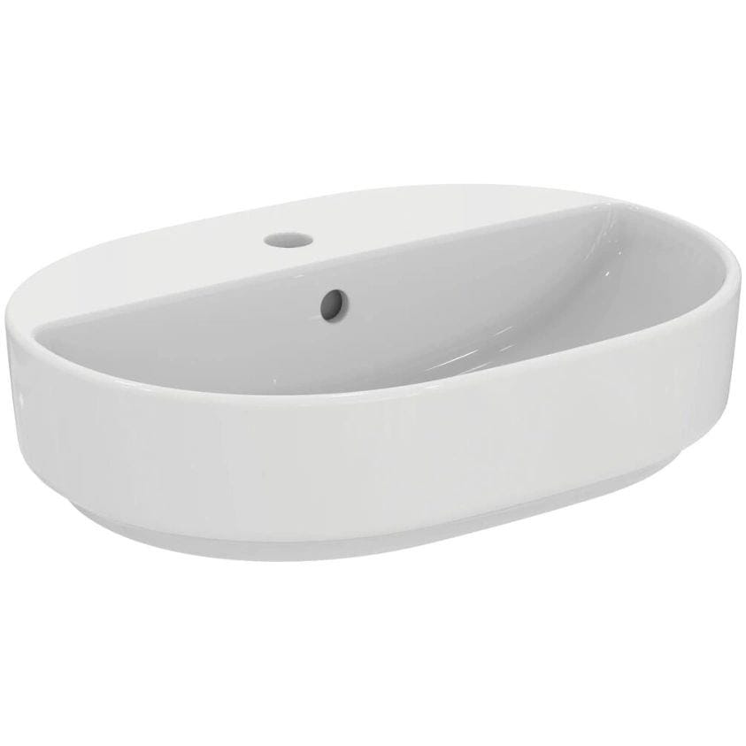 Ideal Standard Countertop Basin i.life O Oval 550mm 1 Tap Hole Countertop Basin in White Gloss